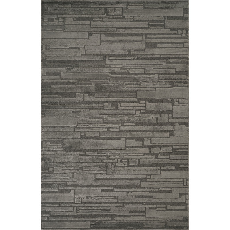 Hamilton Modern Metallic Sheen Area Rug - Polypropylene Weaving - Jute Backing - Blocked Bold Geometric Design Rugs, Dark Grey