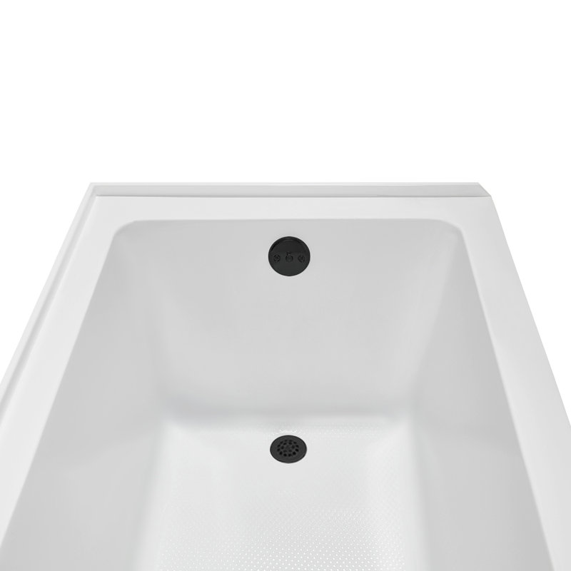 Streamline 60 in. x 30 in. Acrylic Right-Hand Drain Alcove Bathtub in Glossy White With External Drain, Matte Black