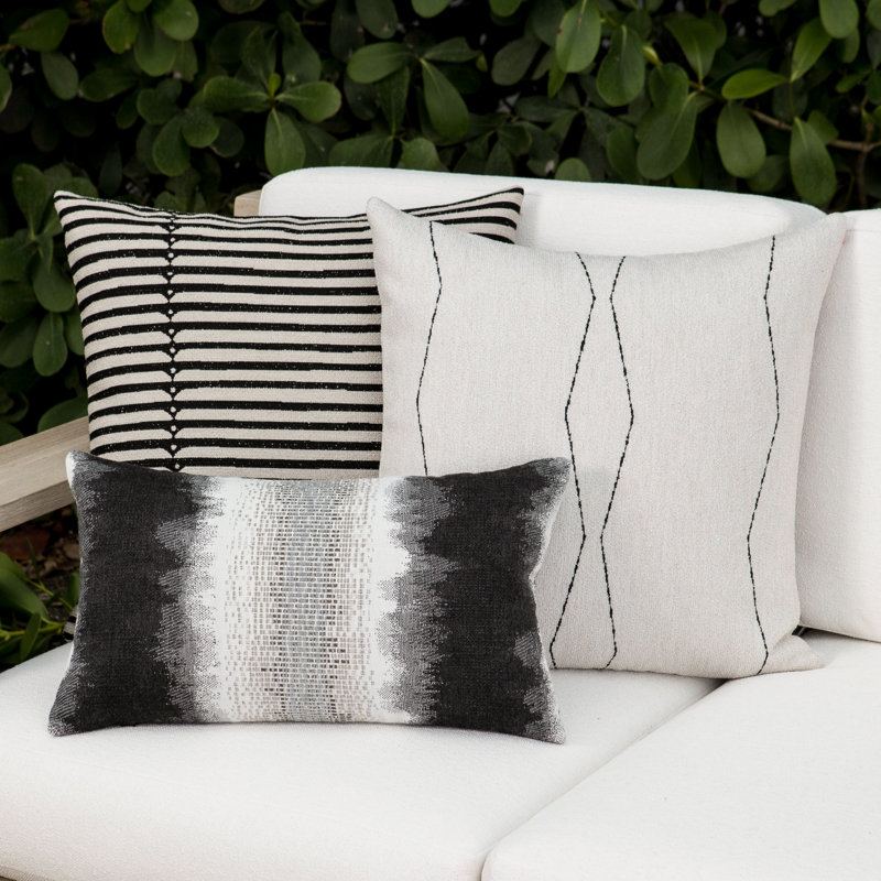 Luxe Throw Square Outdoor Pillow Cover & Insert by Elaine Smith, 20"H X 20"W, Ebony, Striped 1