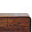 Table de chevet Avora en bois massif, 3 tiroirs, châtaignier, brun foncé