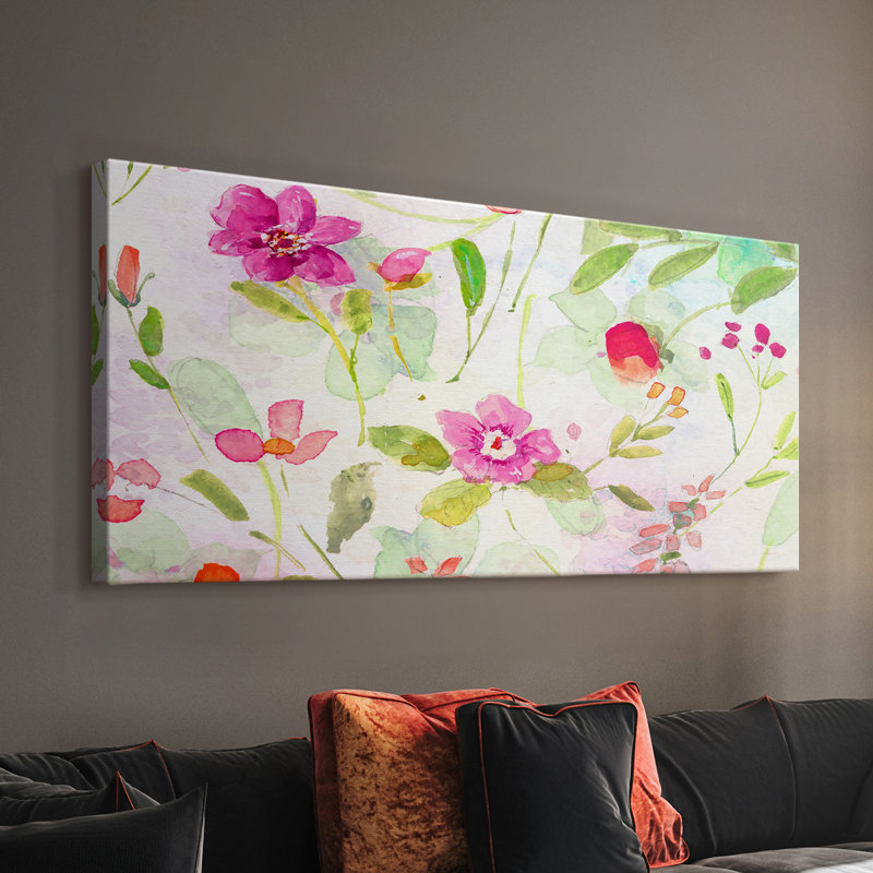 Jardin d'été - Toile tendue avec châssis - Prêt à accrocher, H 16 po x l 32 po