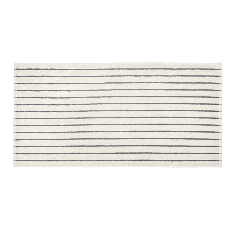 100% Cotton Hand Towel, Moonbeam/Magnet Narrow Stripe