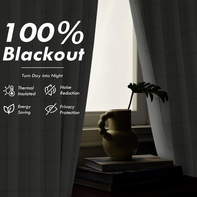Rideaux en lin naturel occultant 100% Goffredo pour chambre à coucher Double couche Drape Farmhouse, L 52 po x L 90 po