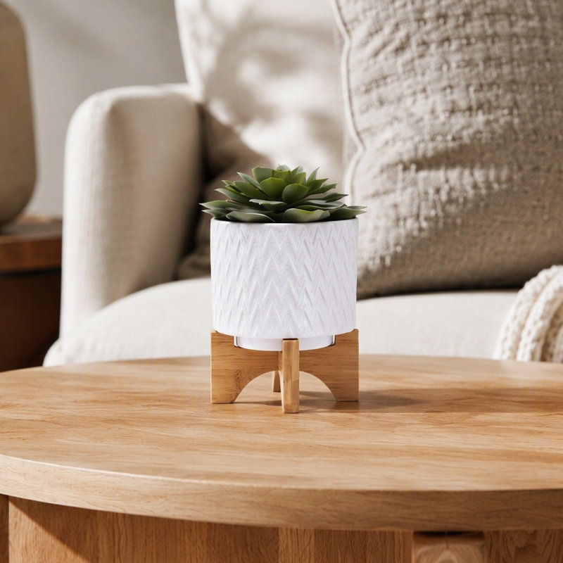 PLATEAU DE CHEVRONS AVEC SUPPORT, BLANC, H 8,04 po x l 6,04 po x P 6,04 po