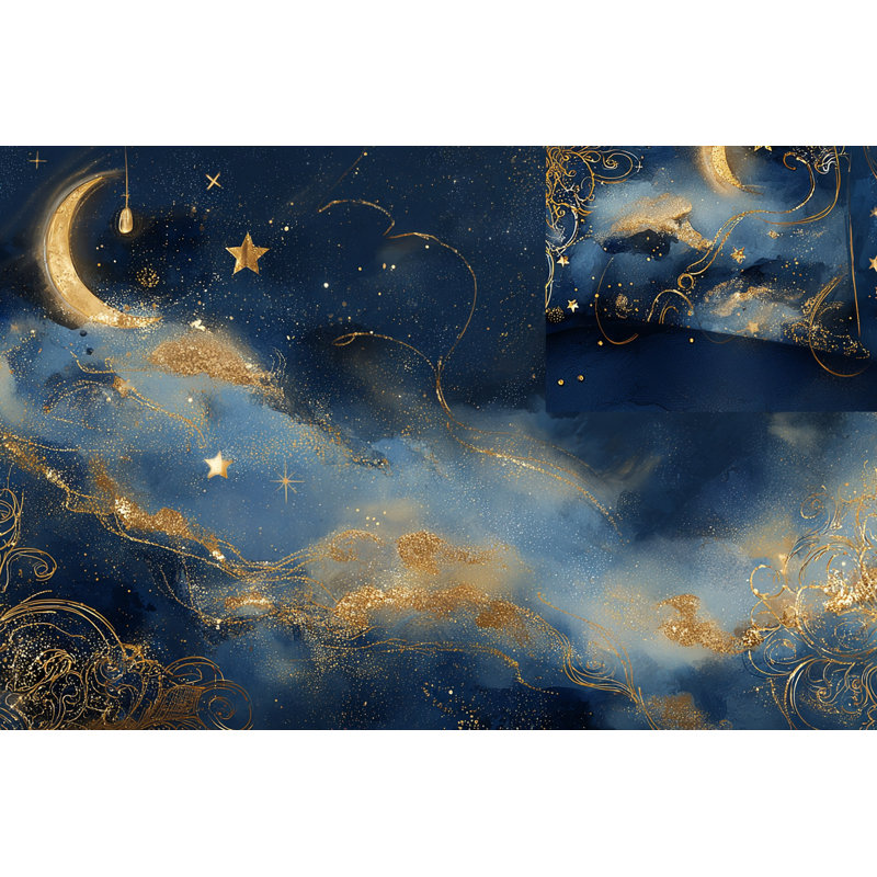 Art mural bleu clair au clair de lune, L 40 po x H 30 po x P 1,5 po