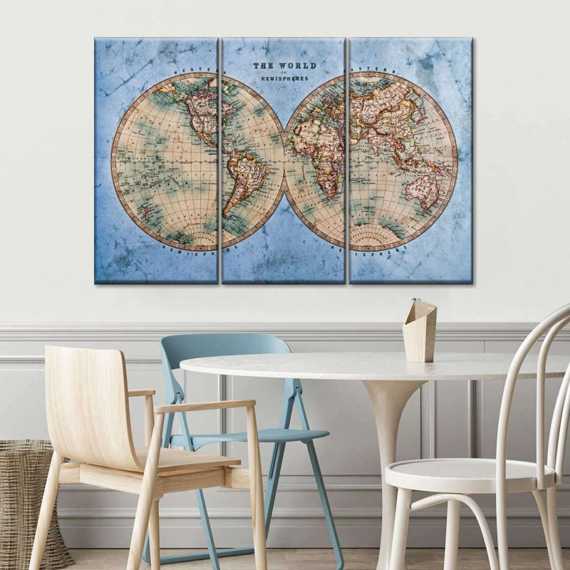 «Ocean Hemispheres», reproduction d'art sur toile, H 38 po x l 24 po x P 1,25 po