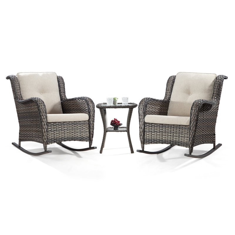 Ensemble de bistro pour l'extérieur avec coussins 20 po pour 2 personnes Wellford Square, Beige