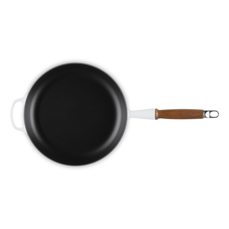 Le Creuset Enameled Cast Iron Alpine Wood Handle Fry Pan, 2.25Qt. - Flame, White