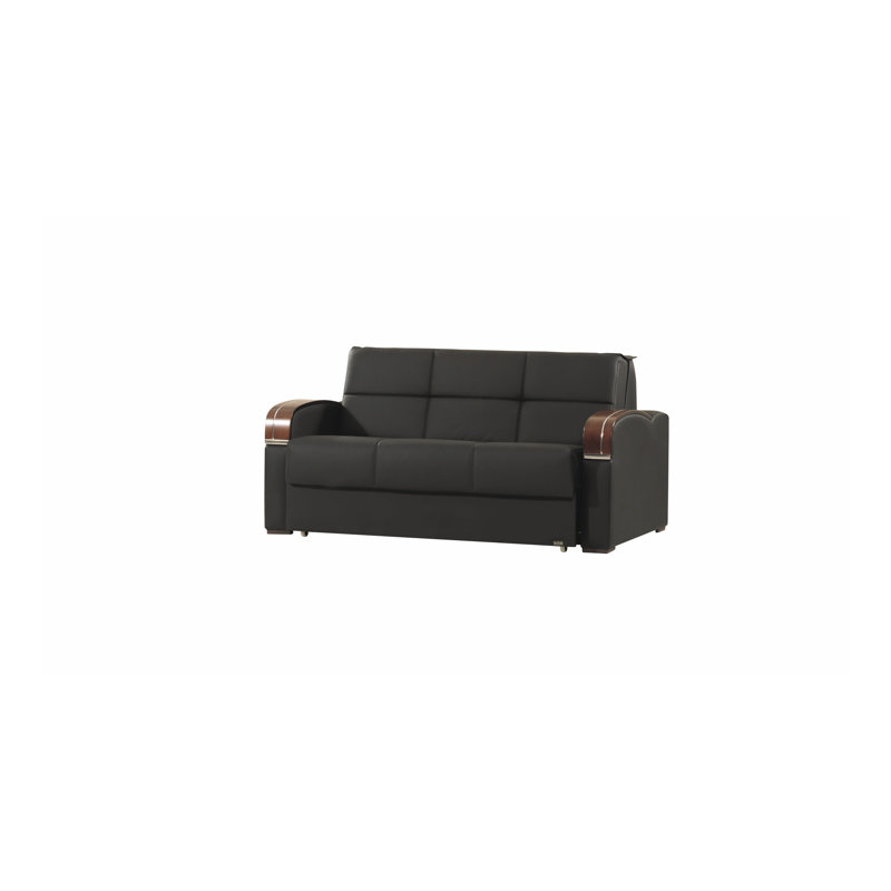 Causeuse convertible avec rangement en polyuréthane noir Primenest, Noir