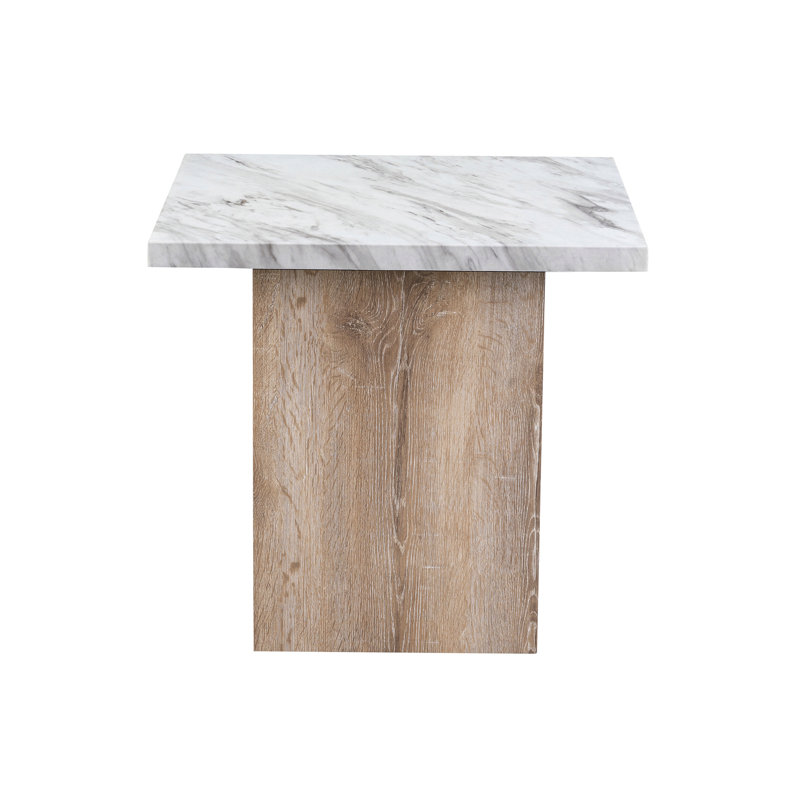 Table de bout moderne en marbre brun avec base contemporaine noire
