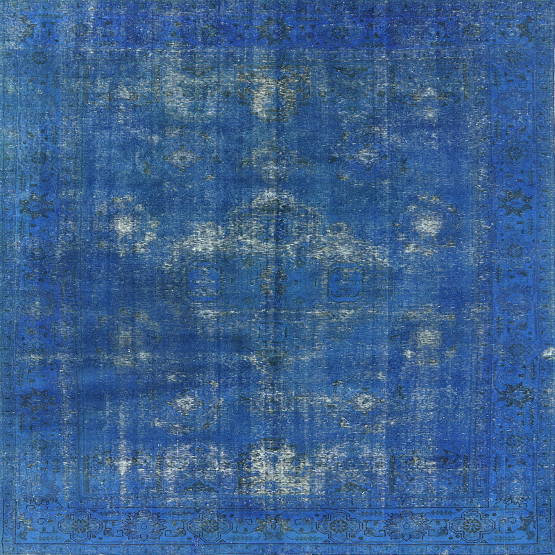 Tapis oriental bleu, Carré de 3 pi