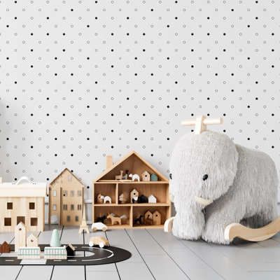 W&B Polka Dots 96" L X 24" W Peel And Stick Wallpaper N04019