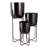Metal Iron Planter Set With Textured Hammered Design And Modern Geometric Stands, Decorative Accent For Indoor Or Outdoor Display, Set Of 3-1084488042