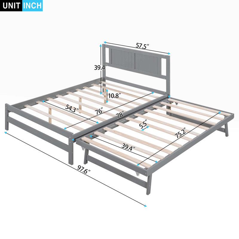 Slat Bed, Gray