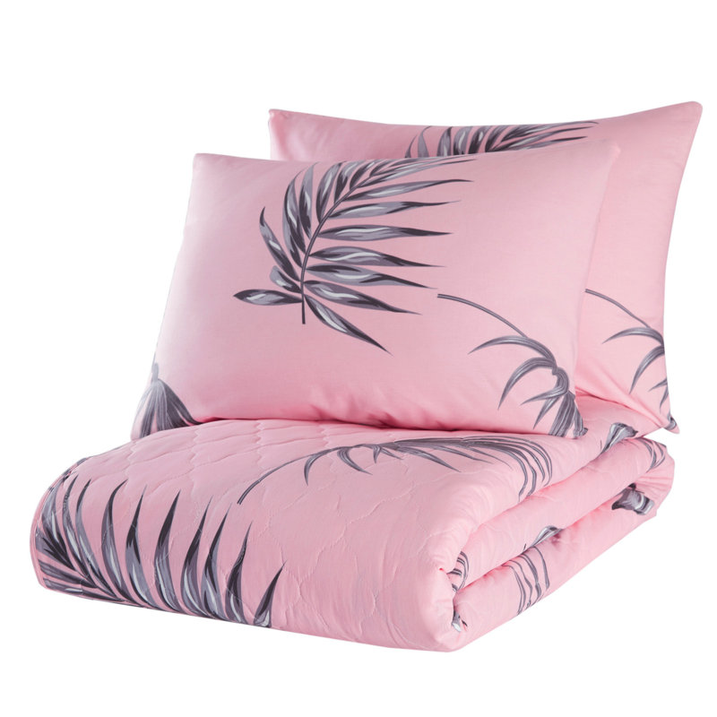 Ensemble de couvre-lit 100% coton Croll, Rose / gris