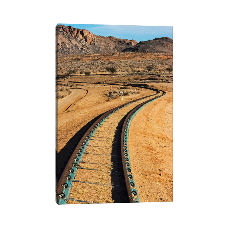 Railway Tracks Through Southern Namib Desert, Karas Region, Namibia by Keren Su - Wrapped Canvas Print