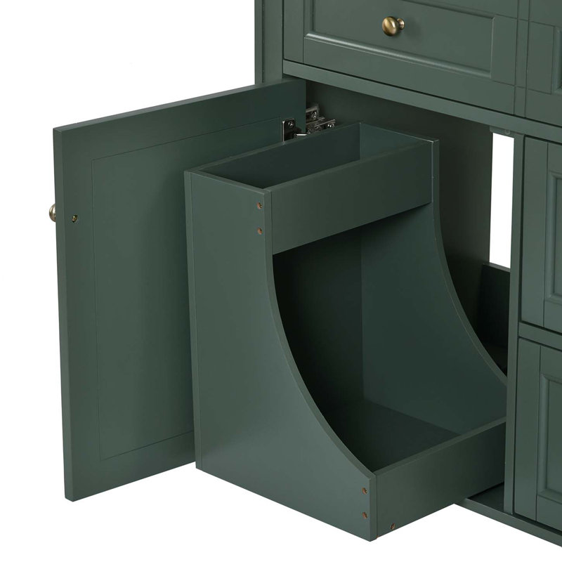 Bathroom Storage Cabinet With 2 Drawers And A Tip-Out Drawer, Accent Cabinet, Green