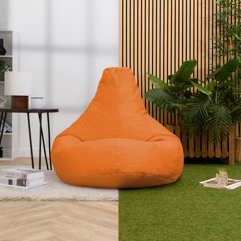 Dalton Water-Resistant High Back Recliner Bean Bag, Orange
