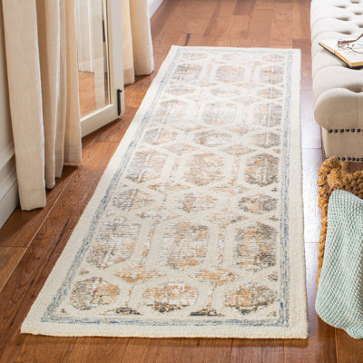 Tapis gris en laine / viscose touffeté à la main Rainey 600