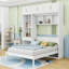 Lit escamotable mural 1 tiroir avec bureau, armoires et tablettes-364353592-364353593