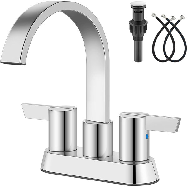 Silodo Bathroom Faucet 3-Hole, 4-Inch Centre Waterfall Faucet with Pop ...