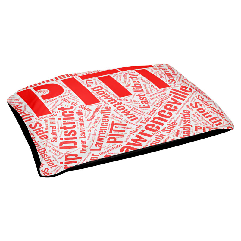 Coussin de chien « districts », Moyen (H 9,5 po x l 28 po x P 18 po), Pittsburgh, Rouge