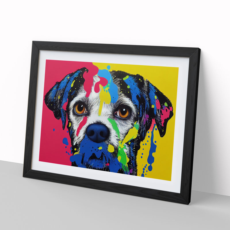 Colourful Dog Vol.4 Abstract - Single Picture Frame Print, 25cm H x 34cm W x 2cm D, Black