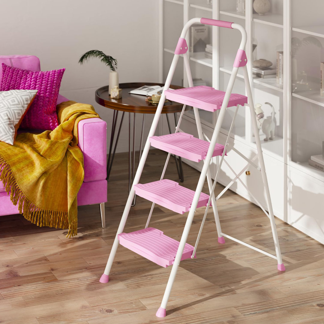 4 - Step Iron Lightweight Folding Step Ladder