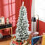 Arbre de Noël artificiel floqué avec base en acier, vert-448948330