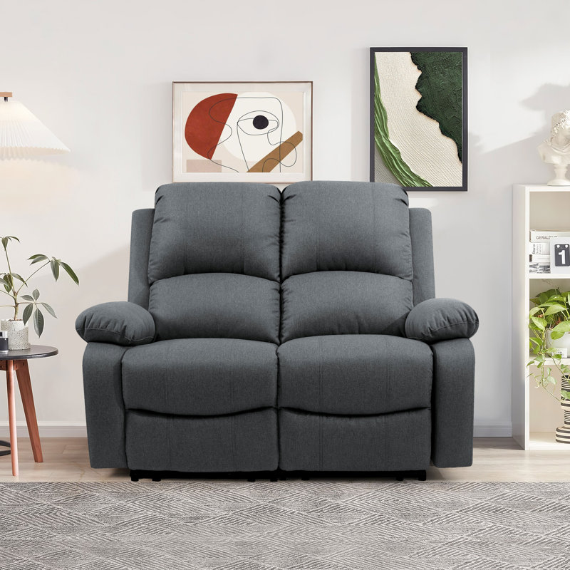 Andelko 2 Seater Linen Electric Reclining Sofa, Dark Grey