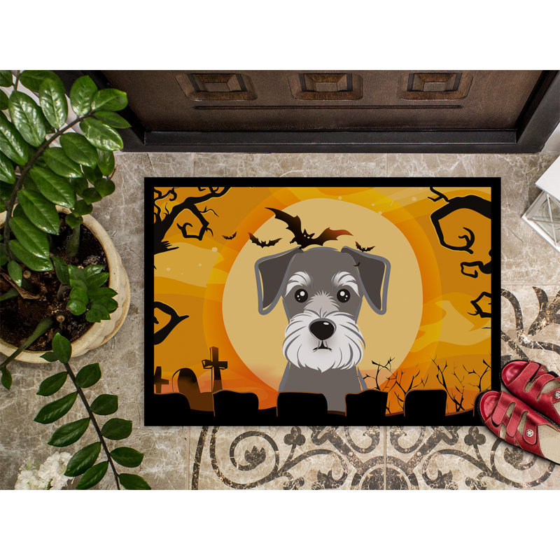 Paillasson d’extérieur antidérapant Halloween schnauzer dimonetta, Rectangle 2 pi x 3 pi