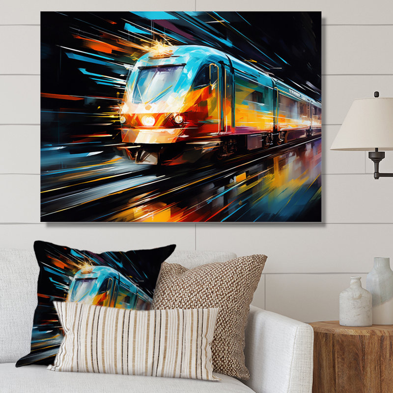 Abstracted Train Velocity - Transportation Canvas Wall Art, H 30 po x l 40 po x P 1,5 po, Toile tendue