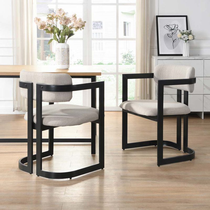 Chaises de salle à manger rembourrées, Gris, Noir