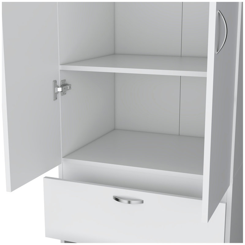 Armoire haute en mélamine avec deux portes et deux tiroirs Mayer, 76.9" H x 23.4" W x 19.6" D, Blanc