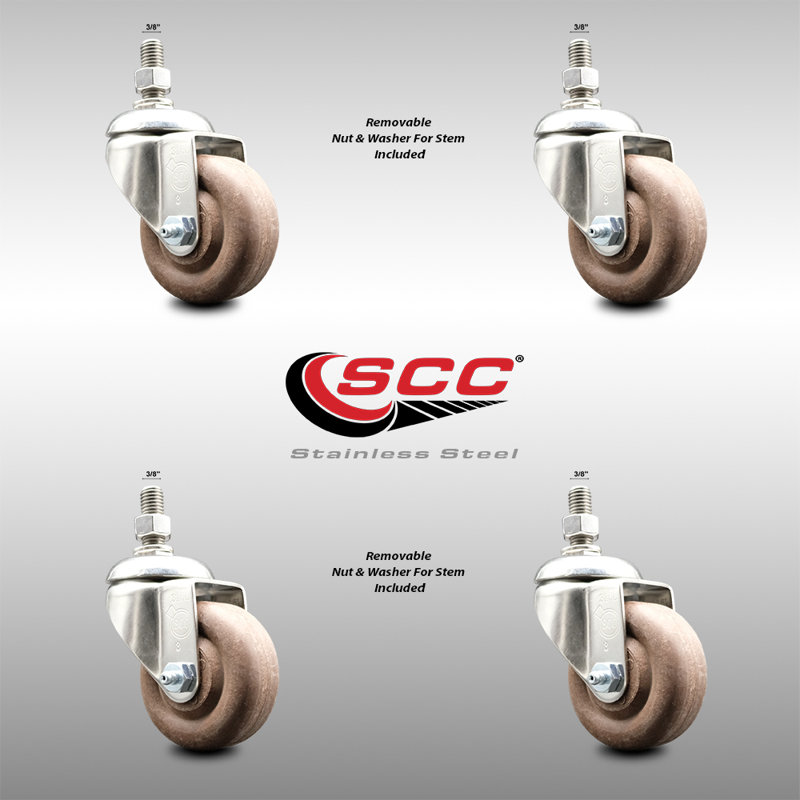 316SS High Temp Glass Filled Nylon Threaded Stem Caster Set