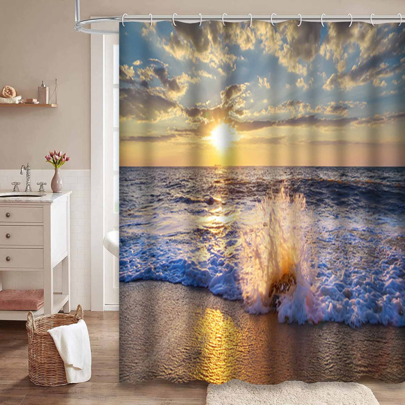 Magnifique paysage marin, coucher de soleil sur la plage, tempête, océan, beauté hivernale, nuage bleu avec 12 crochets