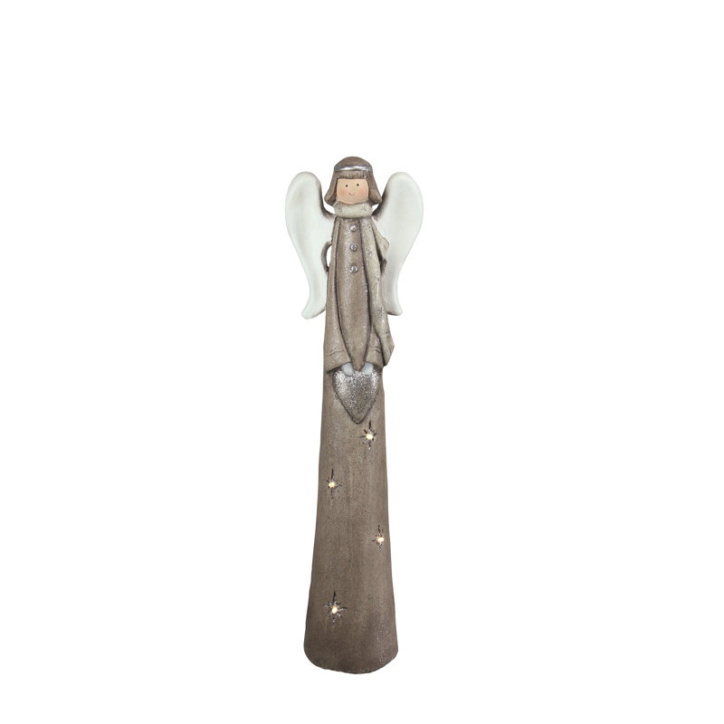 Figurine de Noël brun et blanc, H 24 po x l 6 po x P 4,25 po