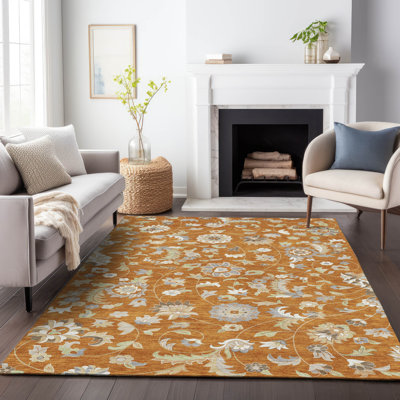 Tapis orange intérieur / extérieur lavable Aveline 