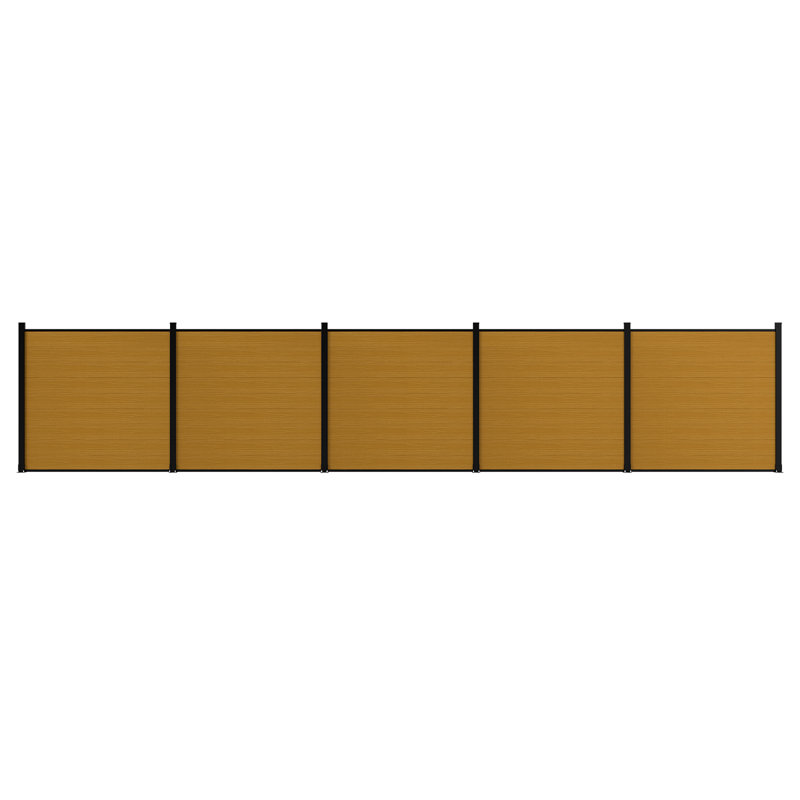 Panneaux de clôture d'intimité en composite 6 pi avec poteau, H 6 pi x l 30 pi, Teck jaune