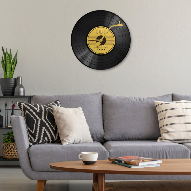 12"  RECORD WALL CLOCK- GOLD