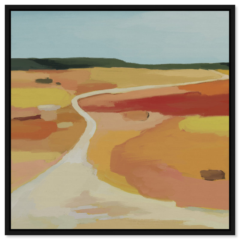 Yellow Road Print by Oliver Gal, 13" H x 13" W, Black Floater Frame