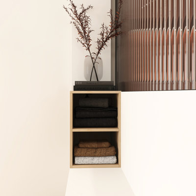 12" Small Wall Mounted Shelf For Various Rooms - Oak, Plywood, Modern 12-Inch Shelving For Many Locations Robust Style