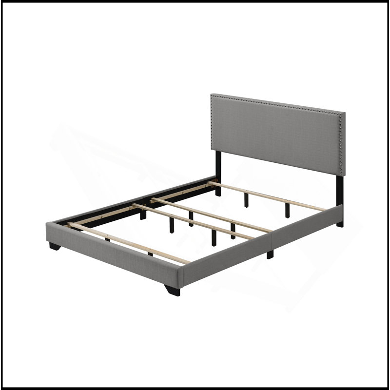 Grand lit en tissu gris clair Leandros, Gris clair
