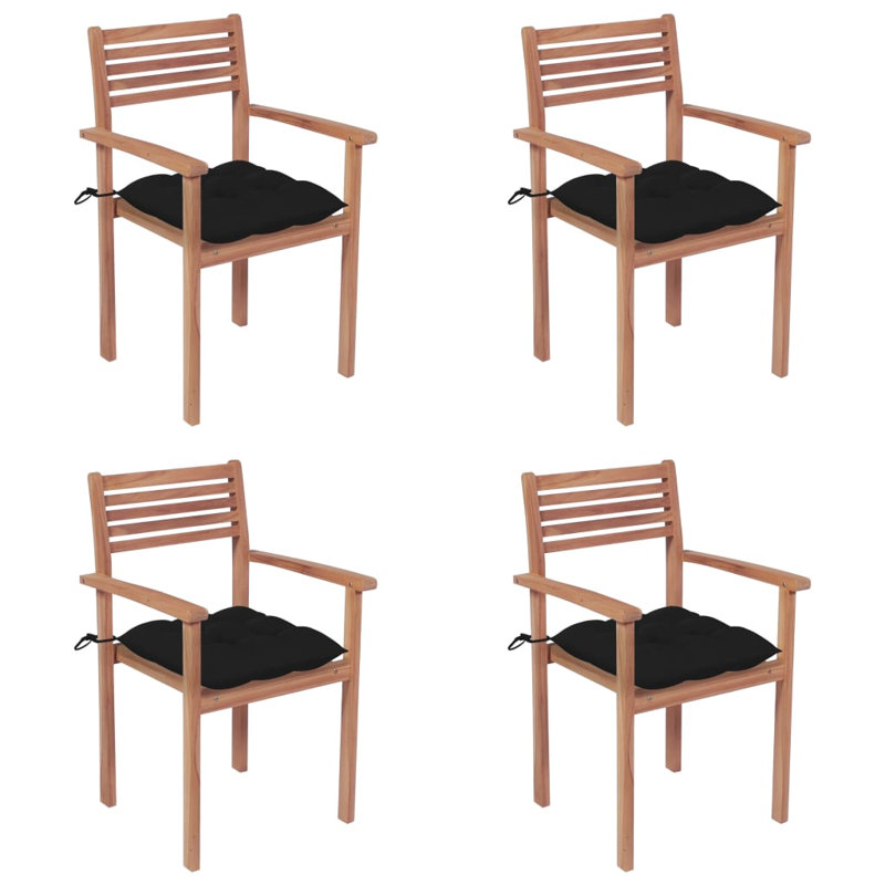 Fauteuil de patio en teck empilable avec coussin Middleborough, Rouge