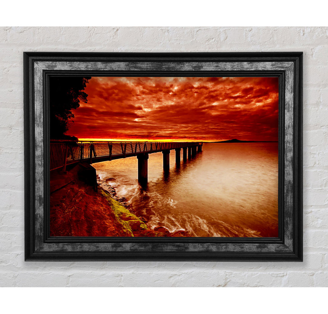 Bridge Over The Ocean Orange - Einzelne Bilderrahmen Kunstdrucke