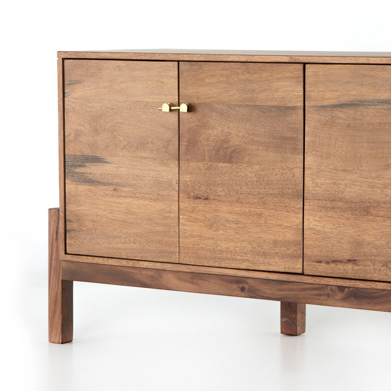 Reza Solid Wood Media Console, Smoked Honey