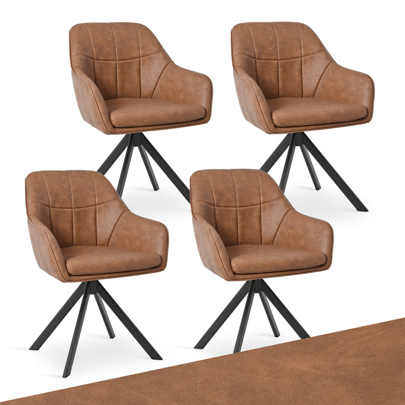 51.5cm H Upholstered Metal Upholstered Back Armchair, Light Brown PU