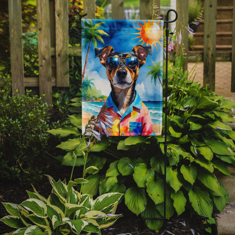 Bouvier bernois avec drapeau de jardin, Pinscher miniature