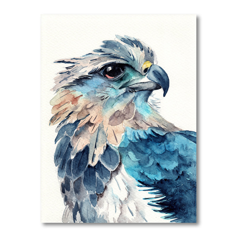 Portrait d'un aigle bleu - peinture sur toile, H 44 po x l 34 po, Toile tendue