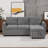83.5" Beige L-Shaped Convertible Sofa Bed with Reversible Chaise, Storage, USB Ports & Cup Holders-548372123
